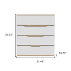 31" Brown And White Wood Four Drawer Dresser
