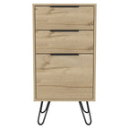 18" Brown And Black Wood Three Drawer Dresser