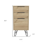 18" Brown And Black Wood Three Drawer Dresser