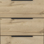 18" Brown And Black Wood Three Drawer Dresser