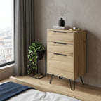 18" Brown And Black Wood Three Drawer Dresser