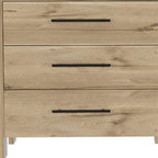 59" Natural And Black Wood Six Drawer Double Dresser