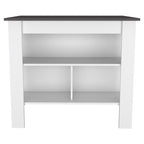 41" Black and White Wood Kitchen Island With Storage