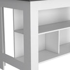 41" Black and White Wood Kitchen Island With Storage