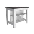 41" Black and White Wood Kitchen Island With Storage