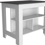 41" Black and White Wood Kitchen Island With Storage