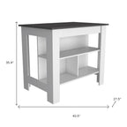 41" Black and White Wood Kitchen Island With Storage