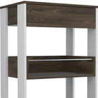 23" Dark Brown and White Wood Rolling Kitchen Cart With Storage