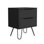 22" Black Wood Two Drawer Nightstand