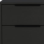 22" Black Wood Two Drawer Nightstand