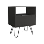 22" Black Wood One Drawer Nightstand