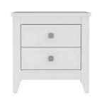 24" White Wood Two Drawer Nightstand