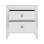 24" White Wood Two Drawer Nightstand