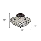 Black And White Unique Statement Two Light Glass Dimmable Chandelier With Black And White Shades