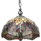 Red And White Unique Statement Two Light Glass Dimmable Chandelier With Red And White Shades