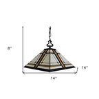 Brown And White Unique Statement Two Light Glass Dimmable Chandelier With Brown And White Shades