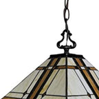 Brown And White Unique Statement Two Light Glass Dimmable Chandelier With Brown And White Shades