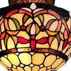 Red And White Unique Statement Two Light Glass Dimmable Chandelier With Red And White Shades