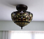 Red And White Unique Statement Two Light Glass Dimmable Chandelier With Red And White Shades