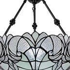 Black And White Unique Statement Two Light Glass Dimmable Chandelier With Black And White Shades