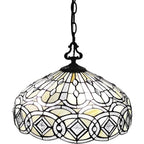 Black And White Unique Statement Two Light Glass Dimmable Chandelier With Black And White Shades