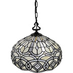 Black And White Unique Statement Two Light Glass Dimmable Chandelier With Black And White Shades
