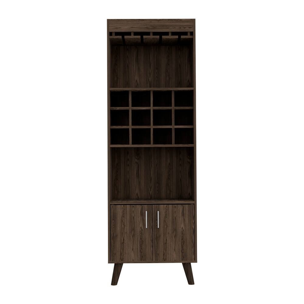 24" Walnut Wood Bar Cabinet With Two Doors
