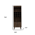 24" Walnut Wood Bar Cabinet With Two Doors