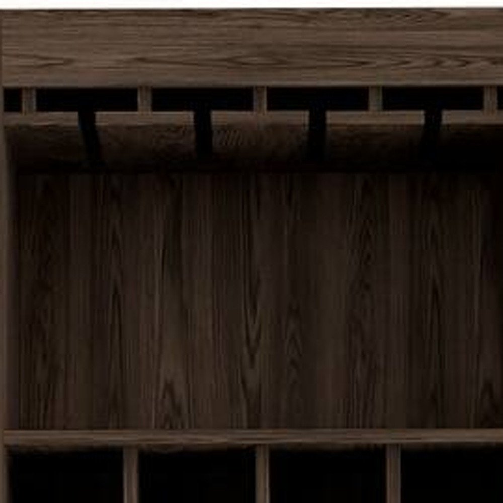 24" Walnut Wood Bar Cabinet With Two Doors