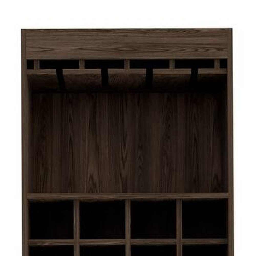 24" Walnut Wood Bar Cabinet With Two Doors