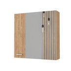 24" Natural Wood Floating Double Door Bathroom Vanity And Medicine Cabinet With Mirror