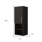 32" Black Wood Floating Single Door Bathroom Vanity And Medicine Cabinet