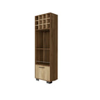 24" Beige and Mahogany Wood Corner Bar Cabinet With Single Door