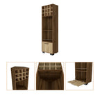 24" Beige and Mahogany Wood Corner Bar Cabinet With Single Door