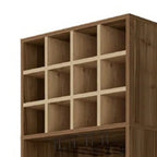 24" Beige and Mahogany Wood Corner Bar Cabinet With Single Door