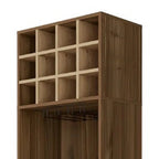 24" Beige and Mahogany Wood Corner Bar Cabinet With Single Door