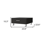 24" Black Coffee Table With Drawer