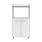 25" White Wood Rolling Kitchen Cart With Storage