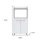 25" White Wood Rolling Kitchen Cart With Storage