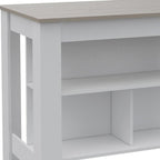 41" Light Gray and White Wood Kitchen Island With Storage