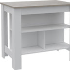 41" Light Gray and White Wood Kitchen Island With Storage
