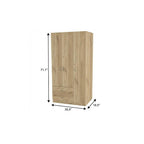 71" Brown Wood Two Door Two Drawer Combo Dresser