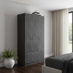 71" Brown Wood Two Door Two Drawer Combo Dresser