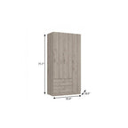 71" Brown Wood Two Door Two Drawer Combo Dresser