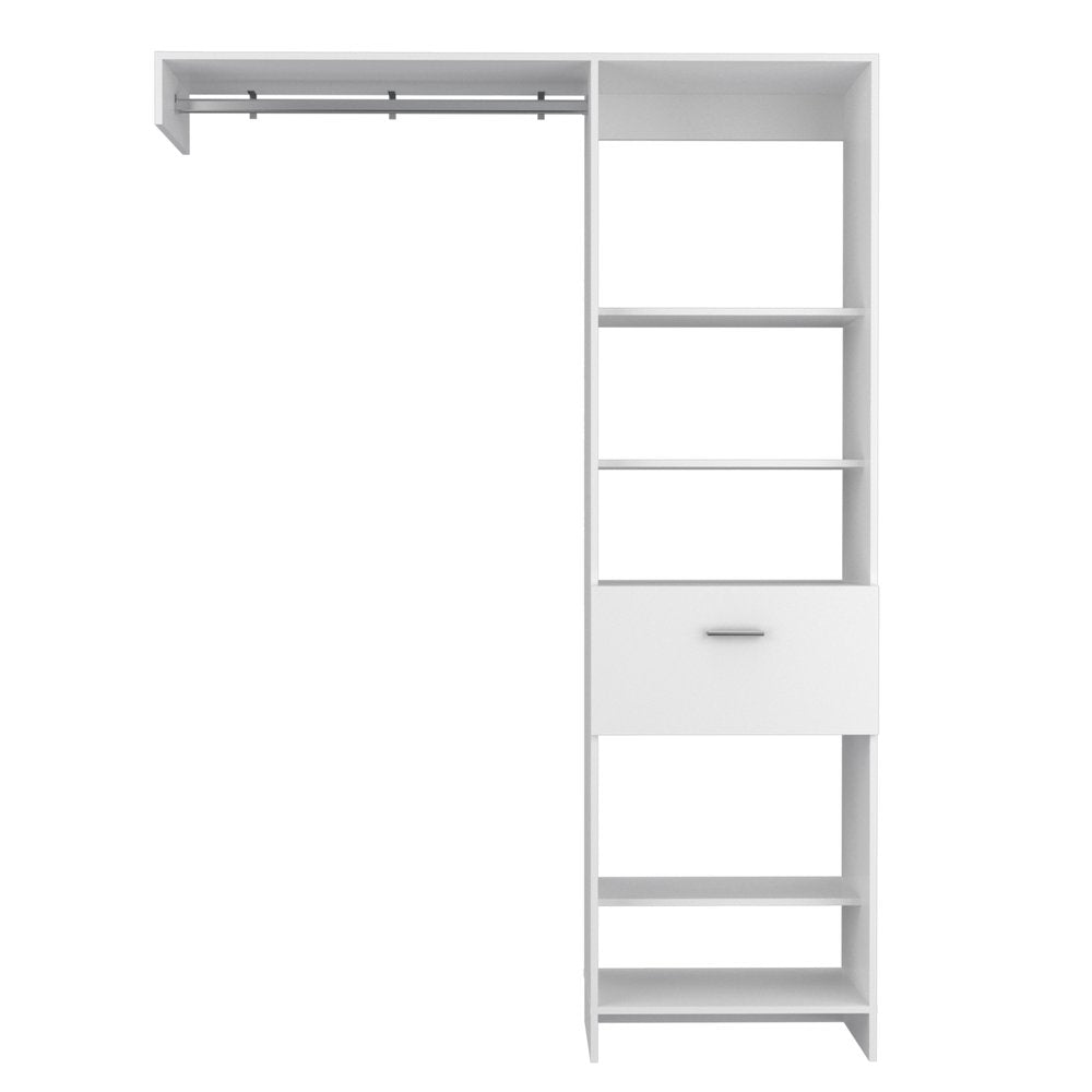 60" White Wood And Metal Single Drawer Closet System