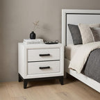 25" White Wood Two Drawer Nightstand