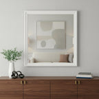 38" White Square Wood Framed Accent Mirror