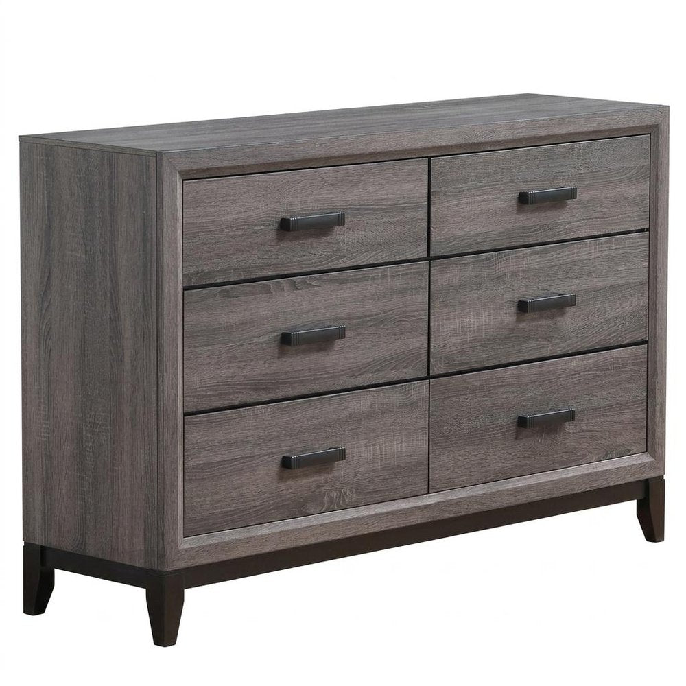 31" Grey Solid Wood Five Drawer Chest