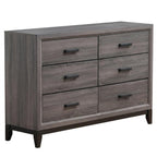 31" Grey Solid Wood Five Drawer Chest