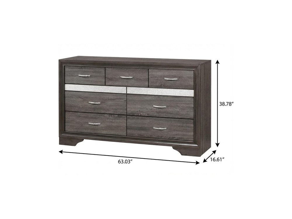 35" Grey Manufactured Wood Six Drawer Chest